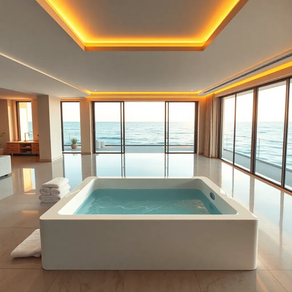 Apartament z jacuzzi w pokoju nad morzem