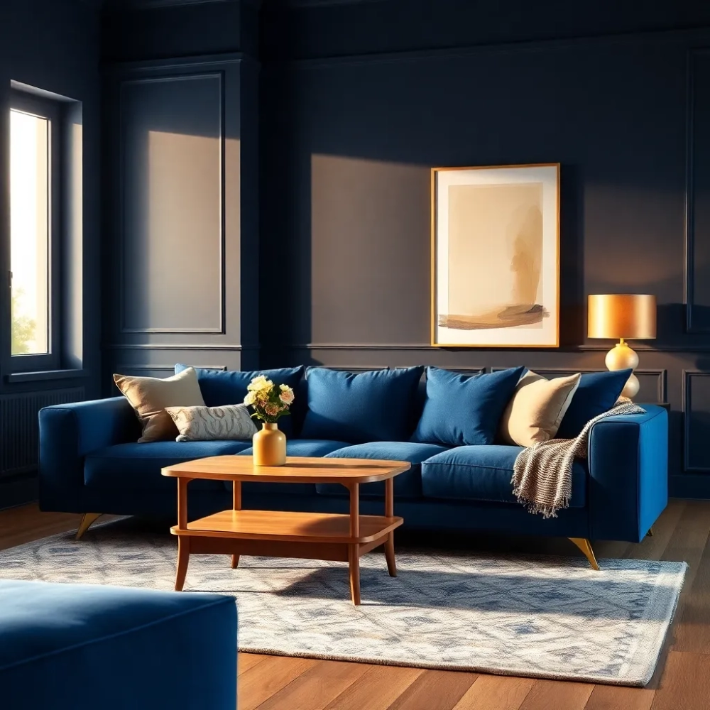 Granatowy salon inspiracje