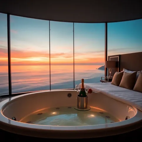 Romantyczny weekend dla dwojga z jacuzzi w pokoju nad morzem