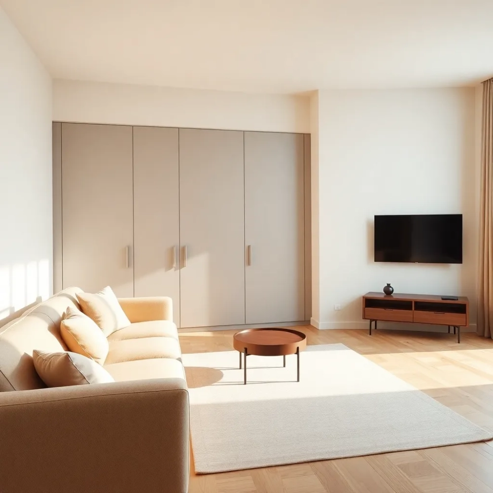 Aranżacja pokoju dziennego z szafą