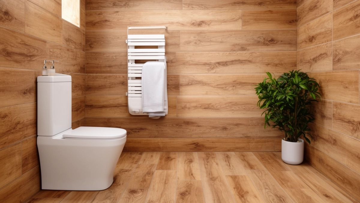 aranżacje łazienek płytki drewnopodobne