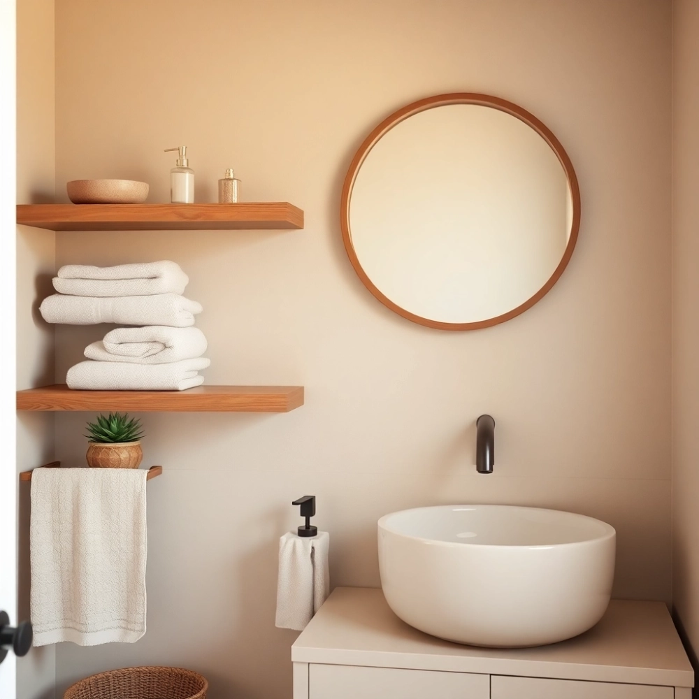 beżowobrązowa łazienka jakie dodatki