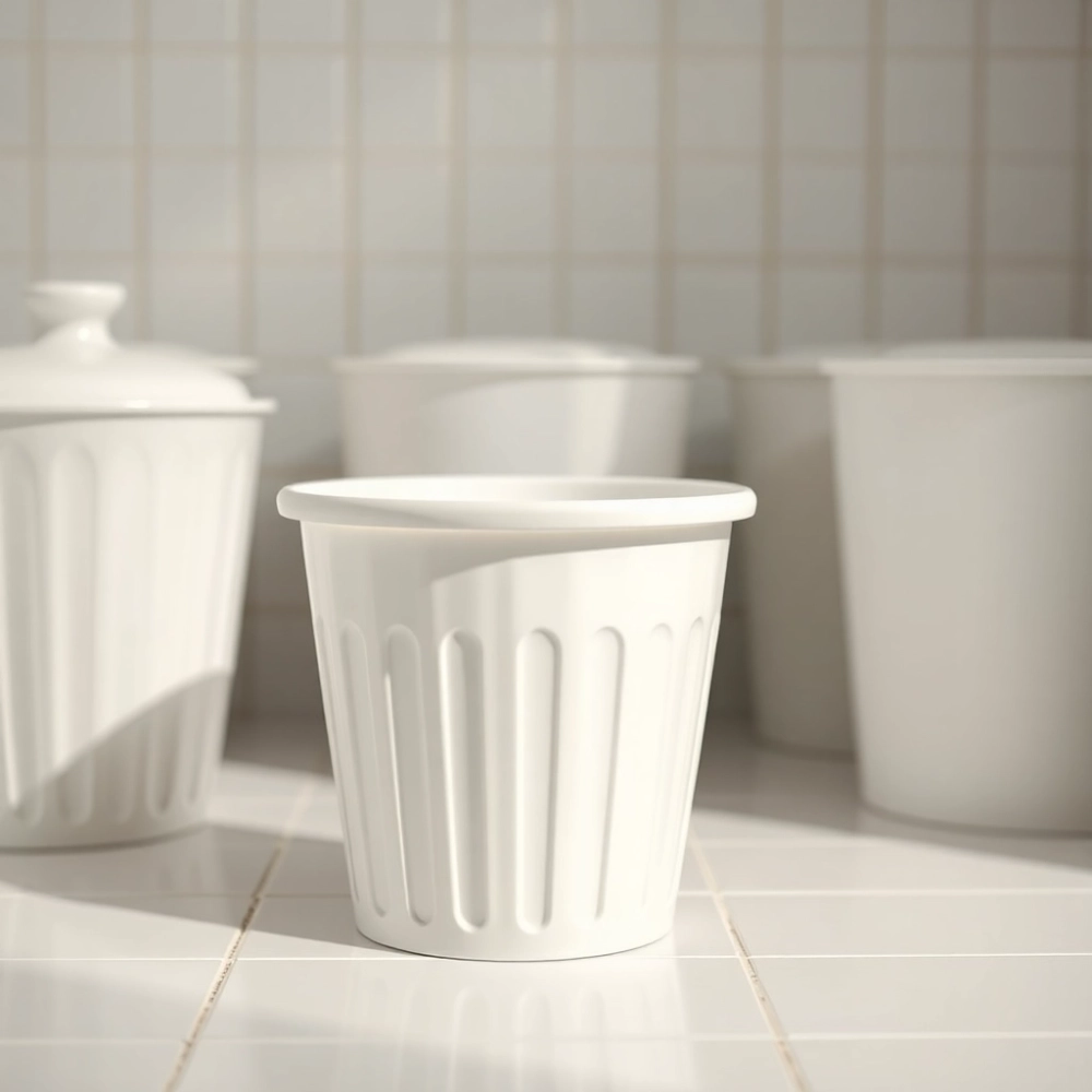 Białe kosze do łazienki