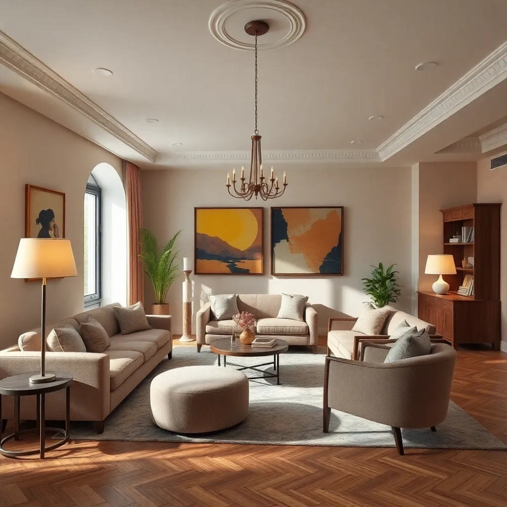 Brązowy salon jakie dodatki