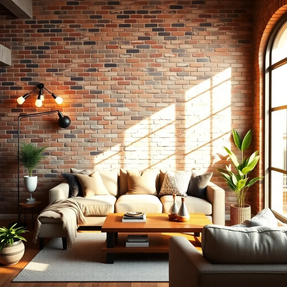 Cegła w salonie inspiracje