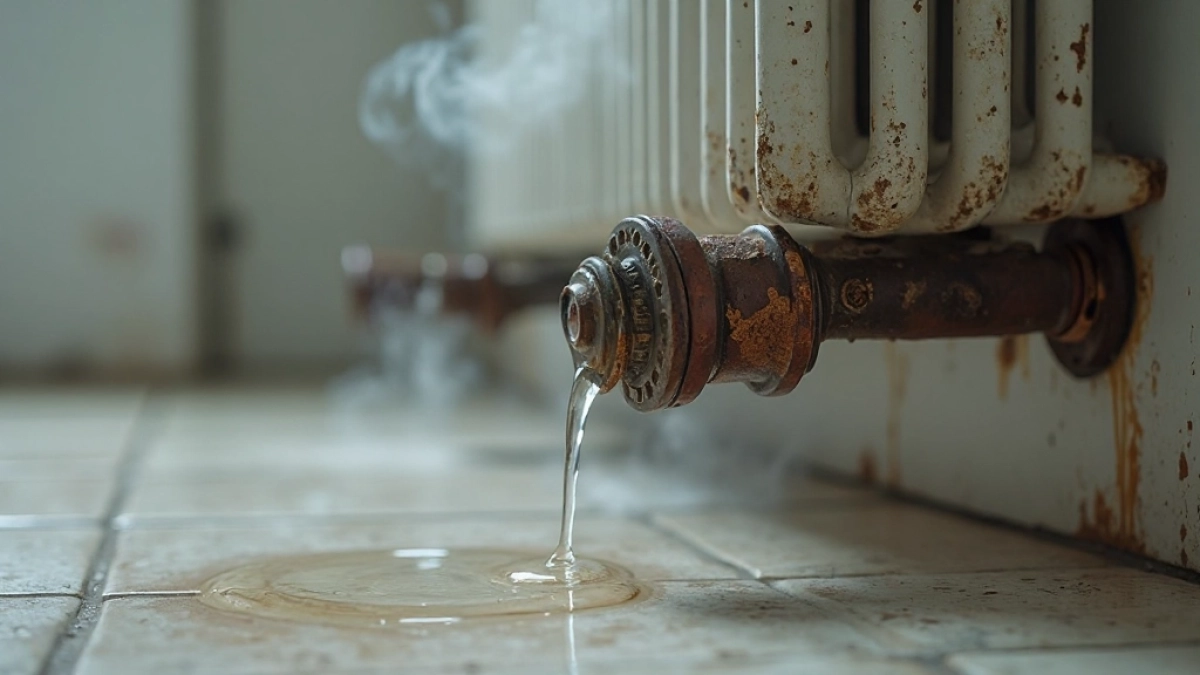 cieknący grzejnik łazienkowy