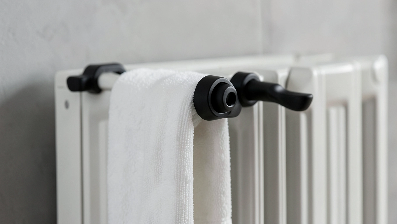 Czarne uchwyty do grzejników łazienkowych
