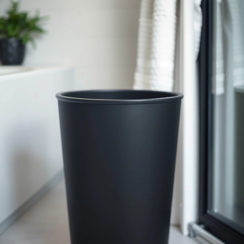 Czarny kosz na śmieci do łazienki