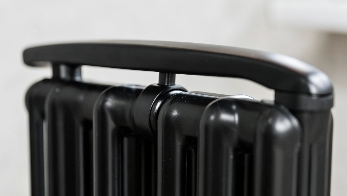 Czarny uchwyt na otwór 29 mm w grzejnikach łazienkowych