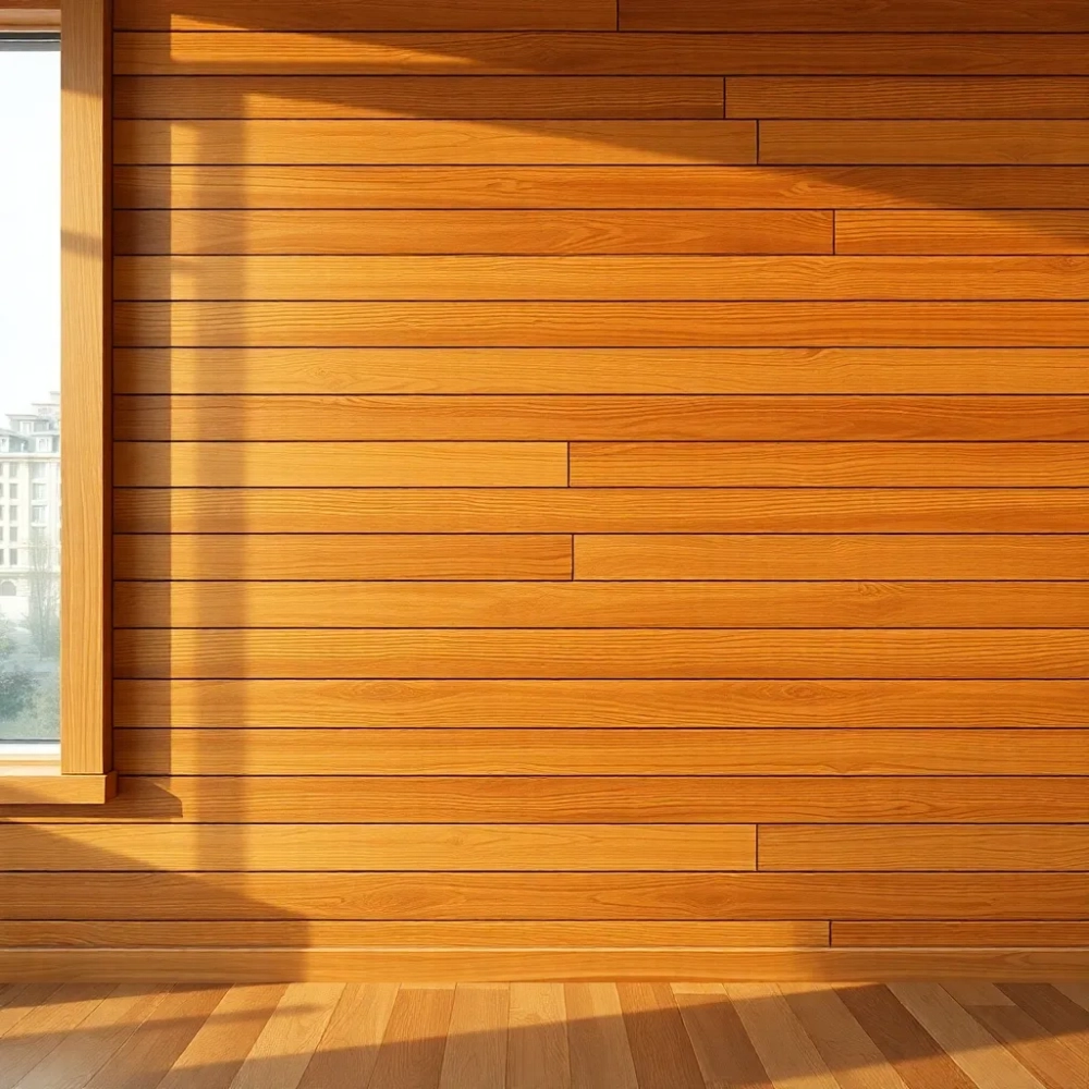 Deski na ścianę w salonie