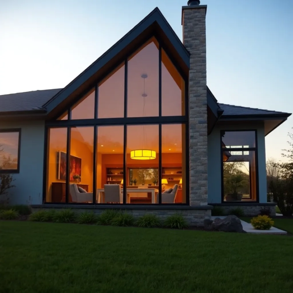 Dom z przeszklonym salonem