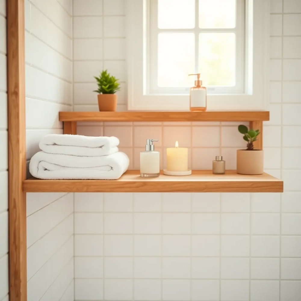 Drewniany regał do łazienki