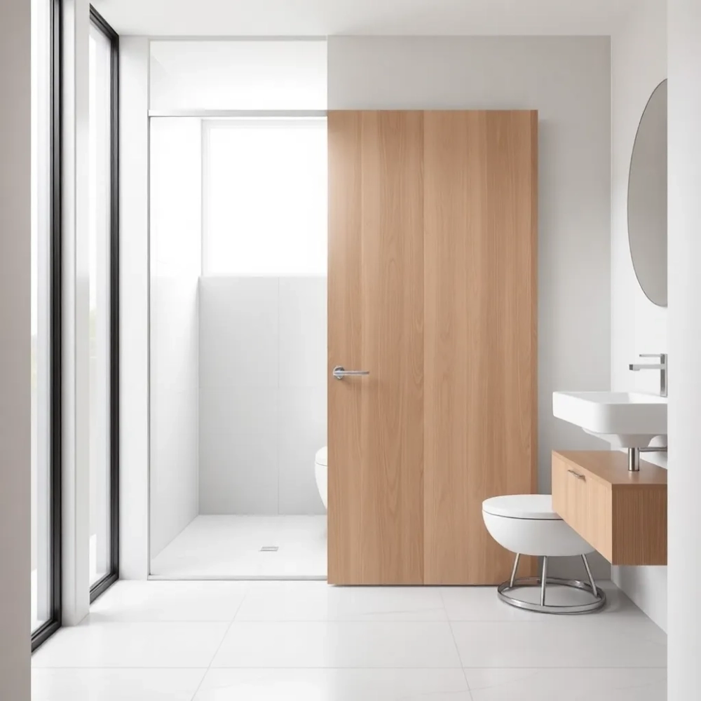 Drzwi przesuwne chowane w ścianę do łazienki