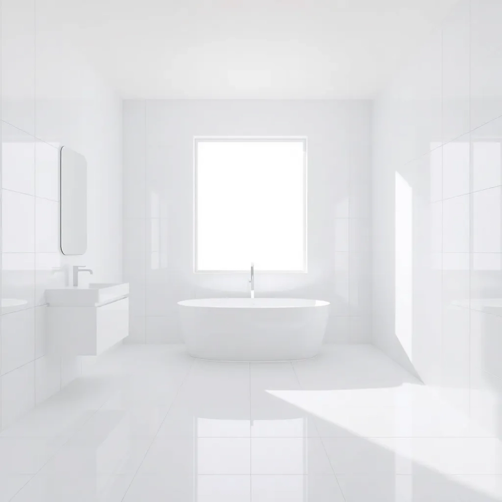 Duże białe płytki do łazienki
