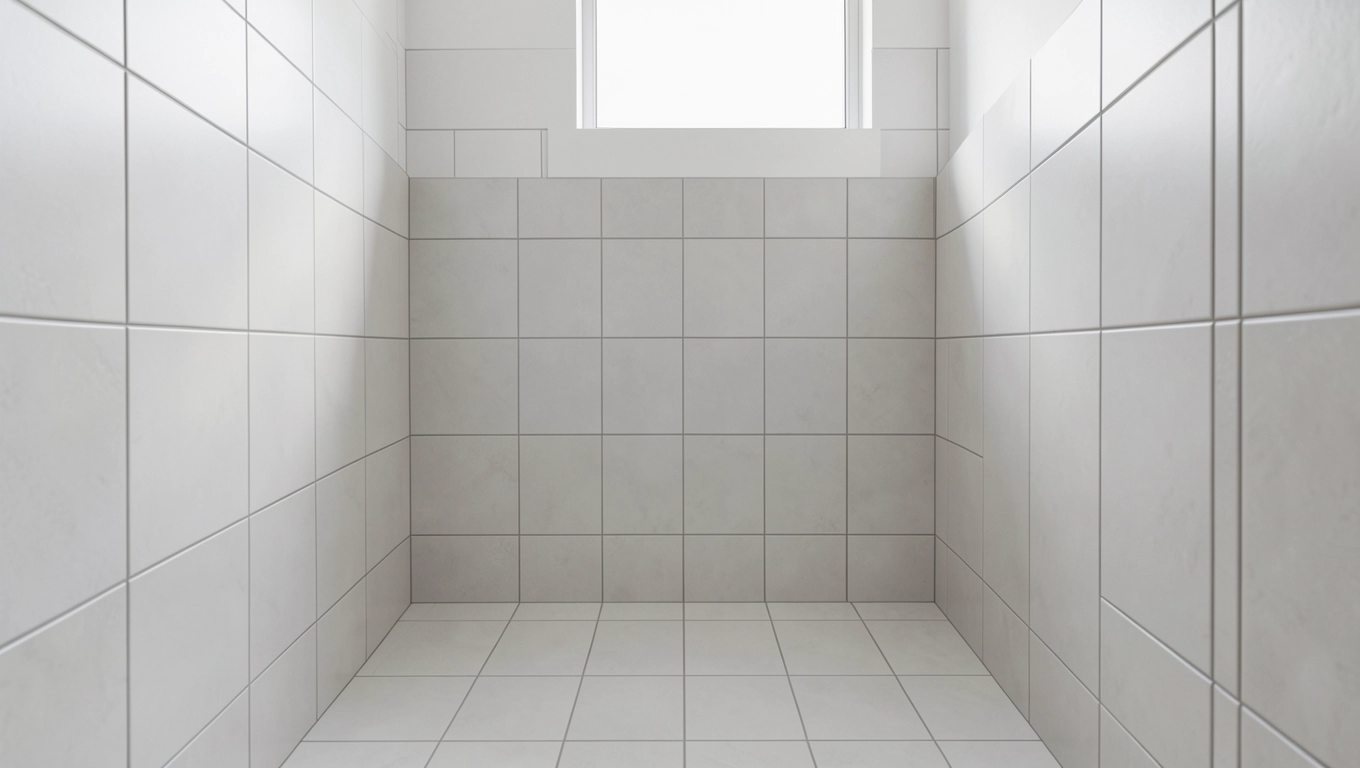 Duże płytki na podłodze i ścianach