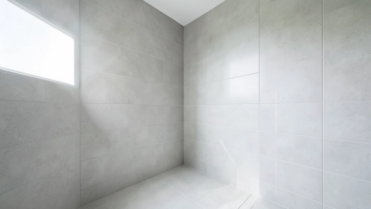 Duże płytki w małej łazience