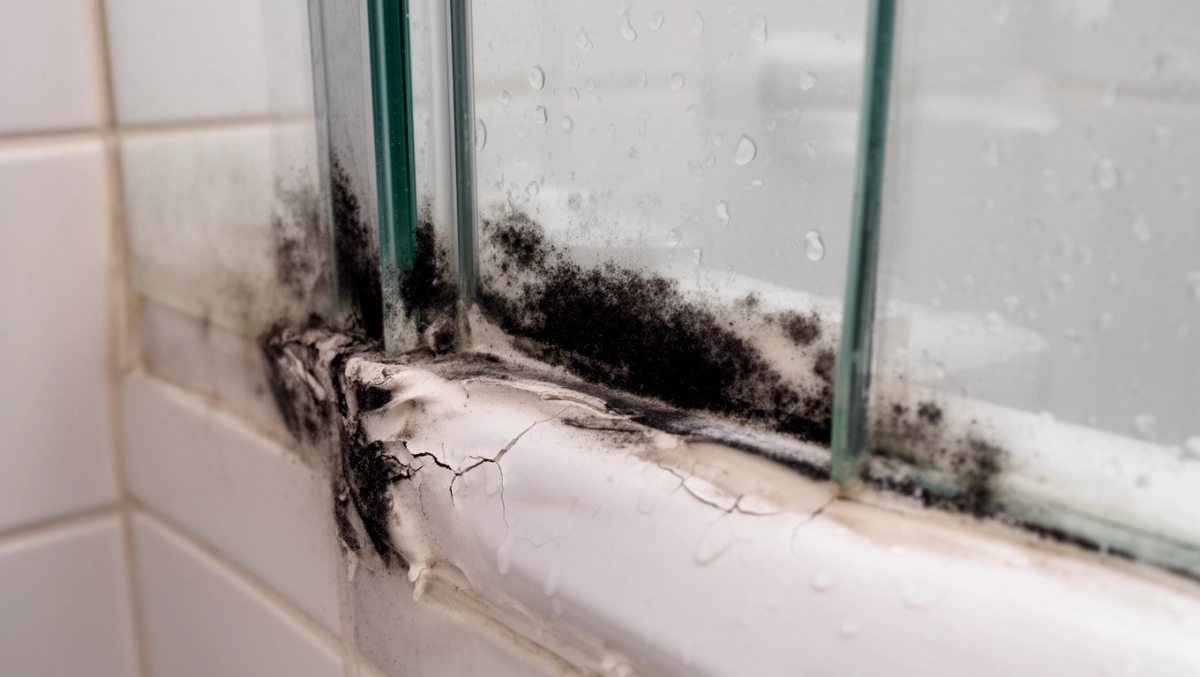 Grzyb na silikonie w kabinie prysznicowej