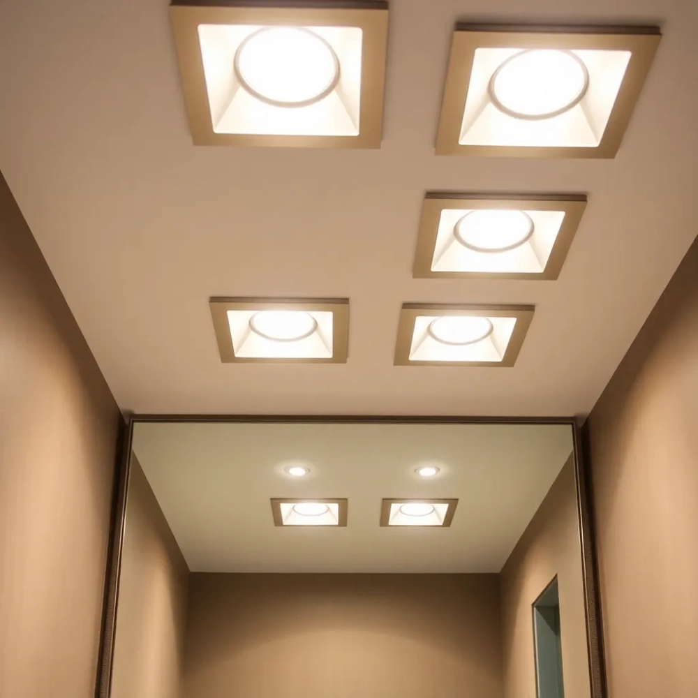 Halogeny sufitowe do łazienki kwadratowe