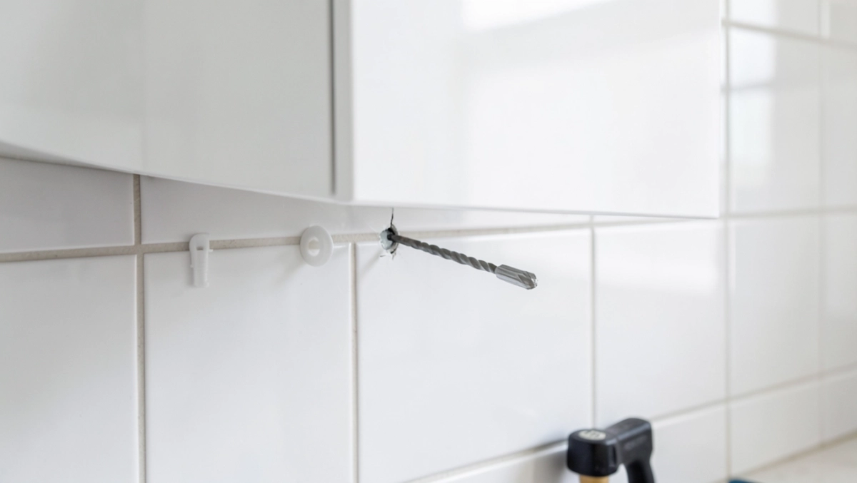 jak powiesic szafke na plytkach