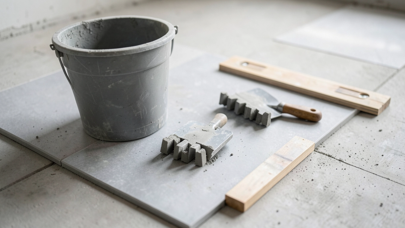 Klej i narzędzia do płytek 60x60 na podłodze