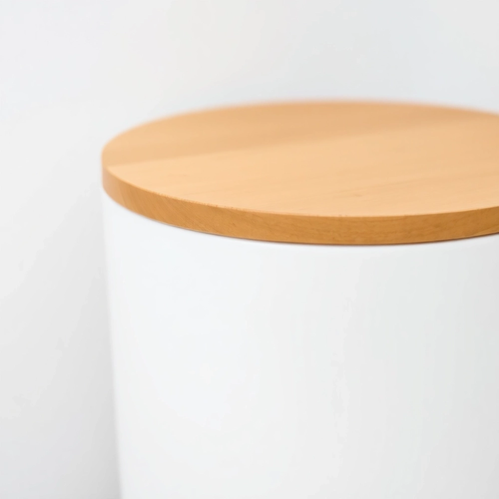 Kosz łazienkowy biały z drewnem