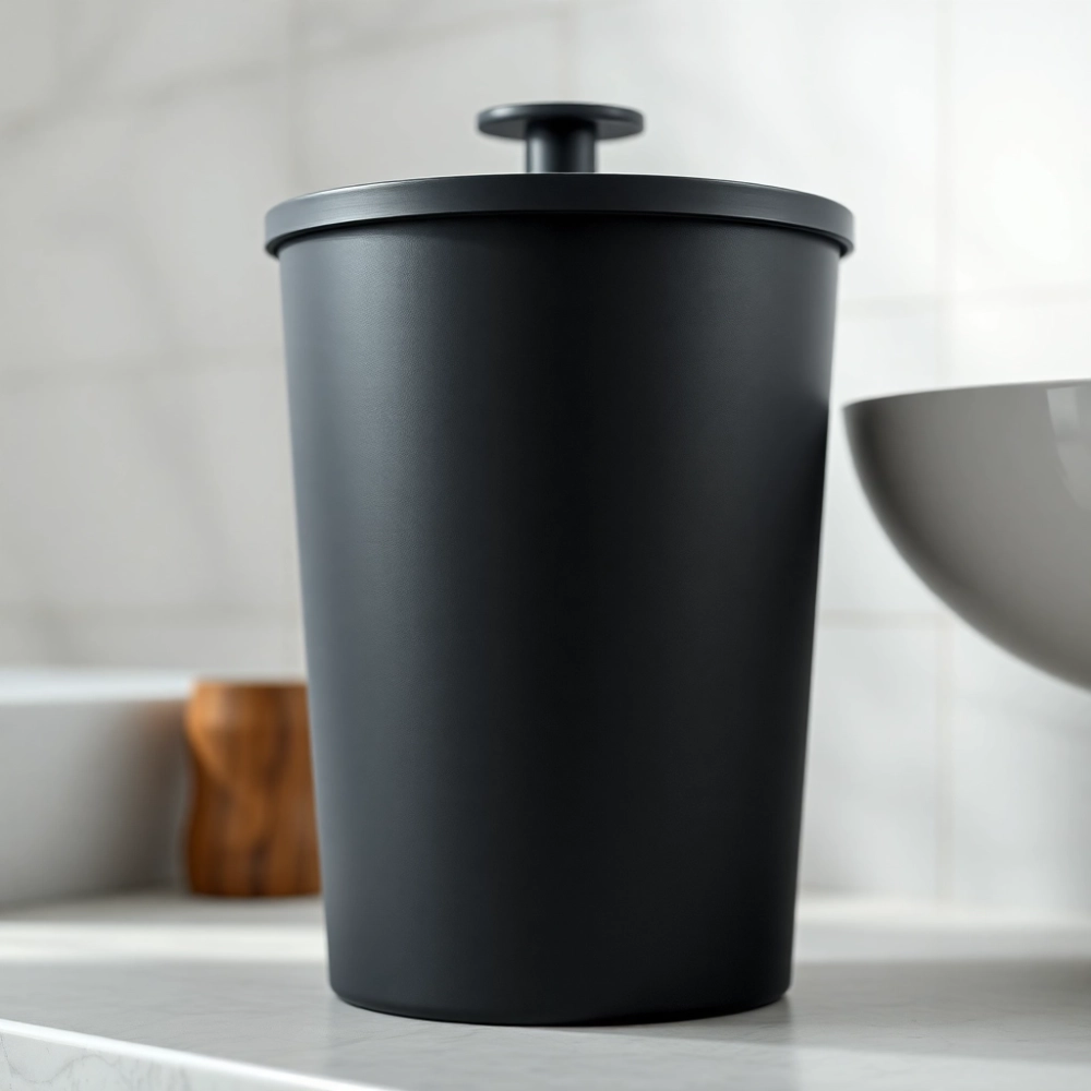 Kosz na śmieci do łazienki czarny mat