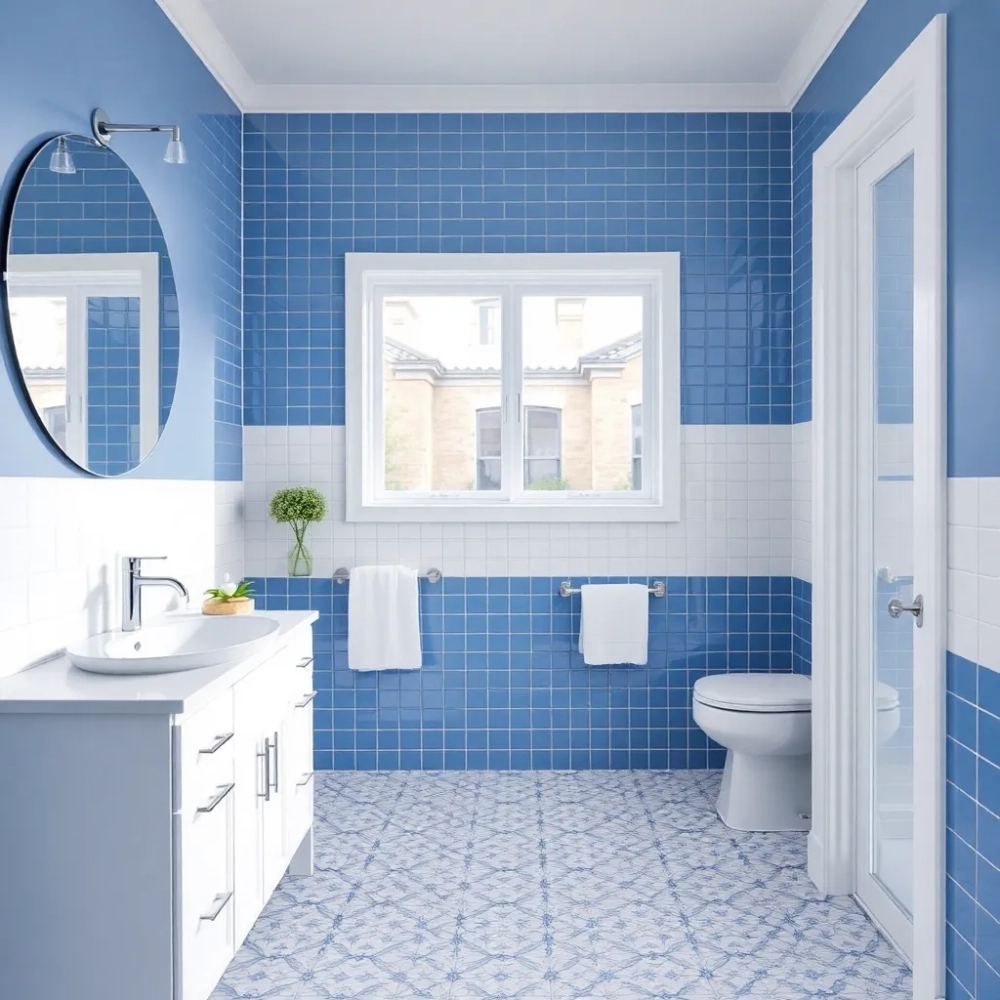 łazienka białoniebieska inspiracje