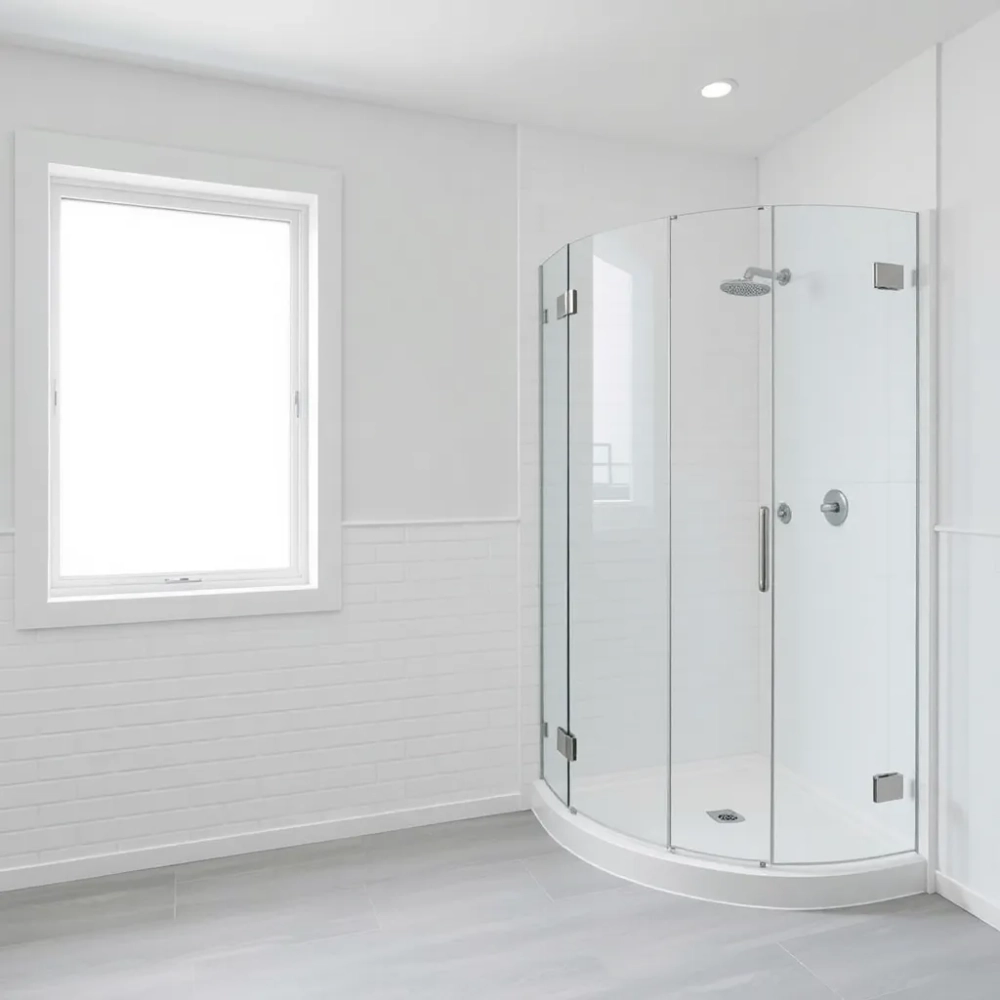 Łazienka z oknem i prysznicem