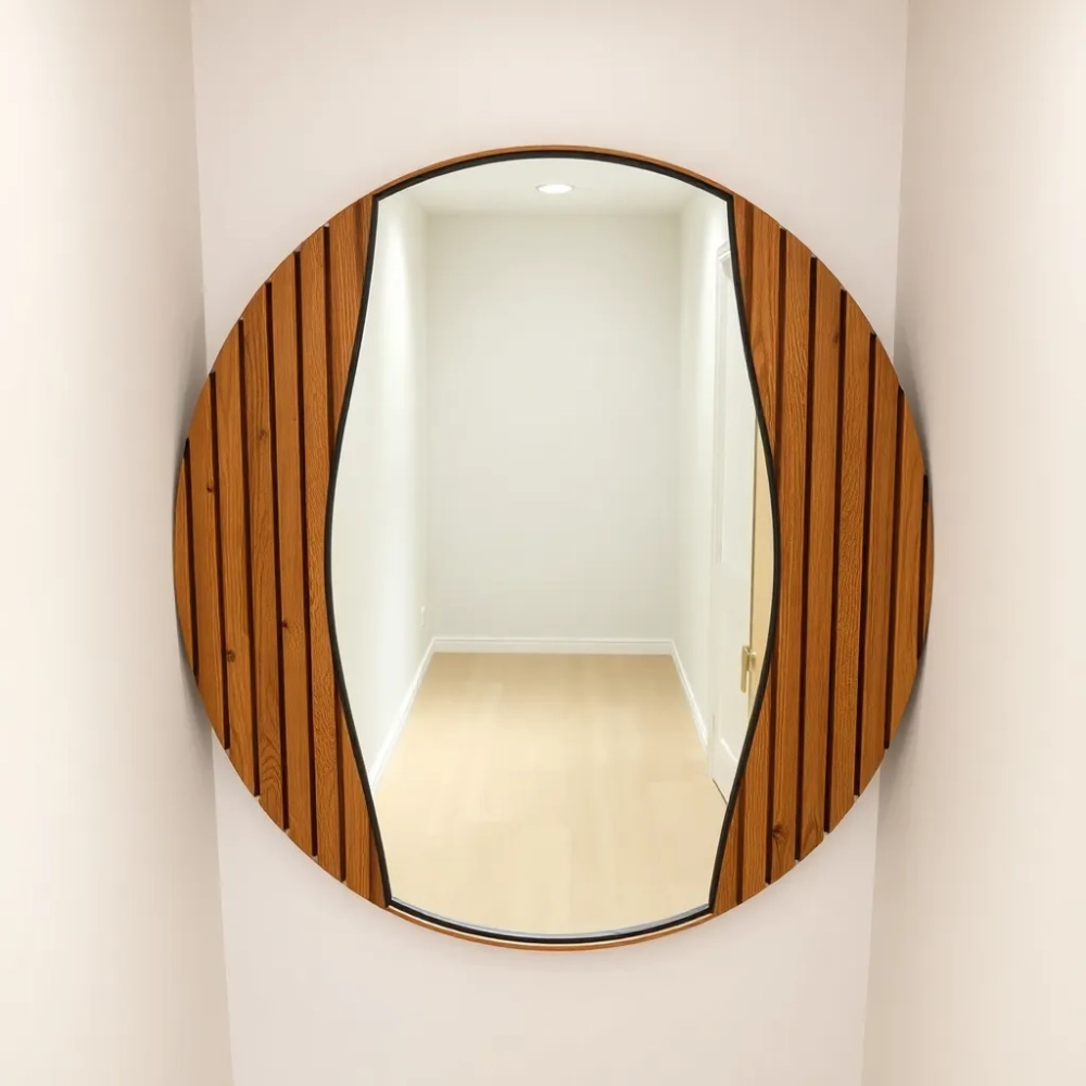 Lustro półokrągłe do przedpokoju z lamelami