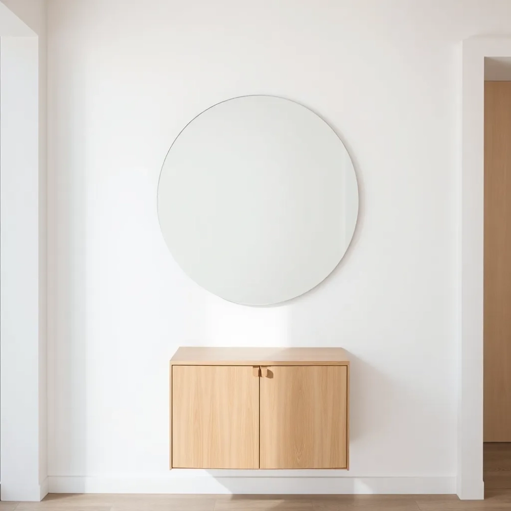 Lustro półokrągłe do przedpokoju z szafka