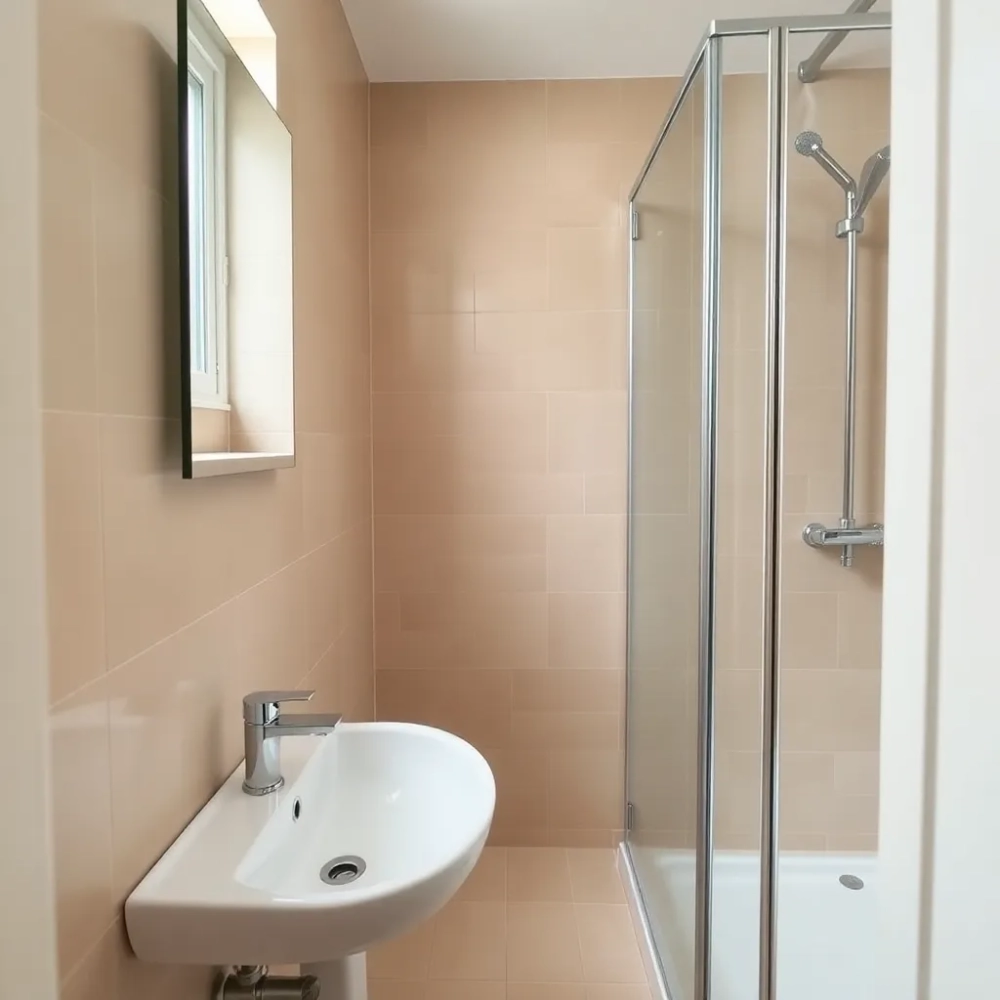 Mała beżowa łazienka