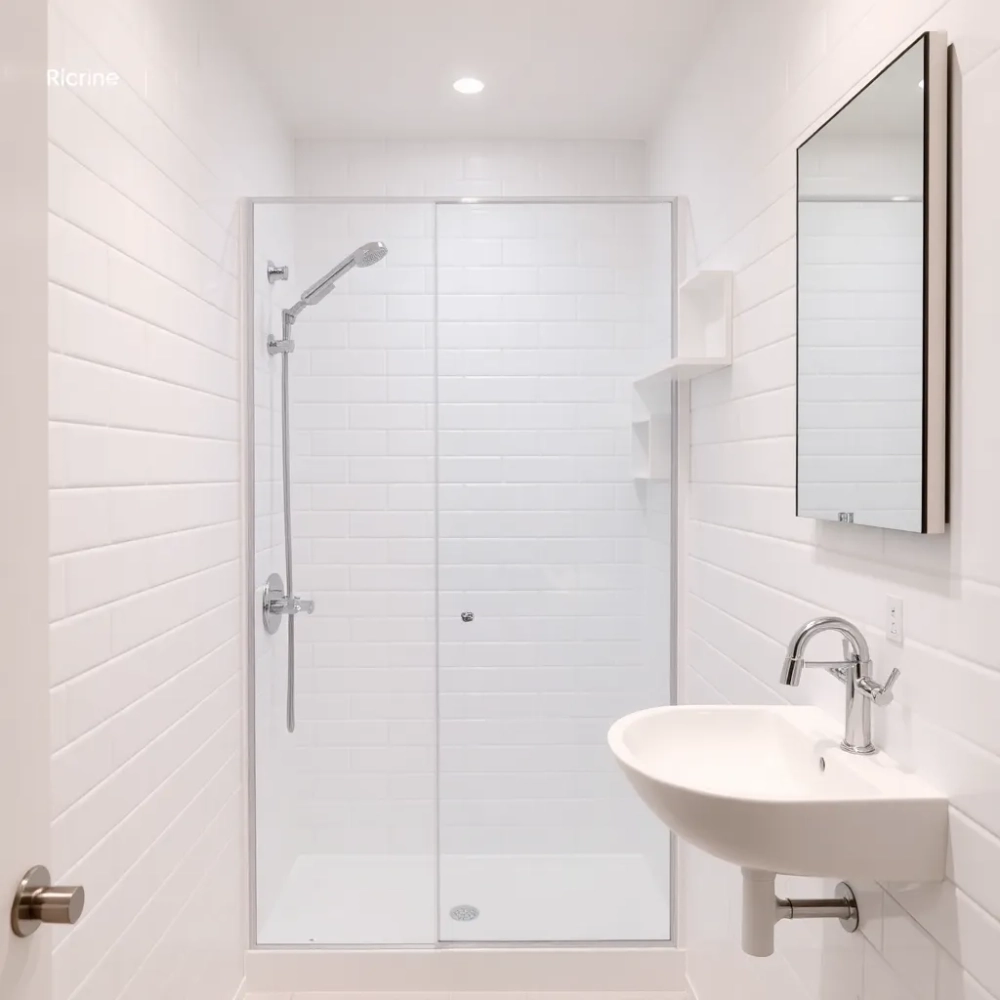 Mała biała łazienka z prysznicem