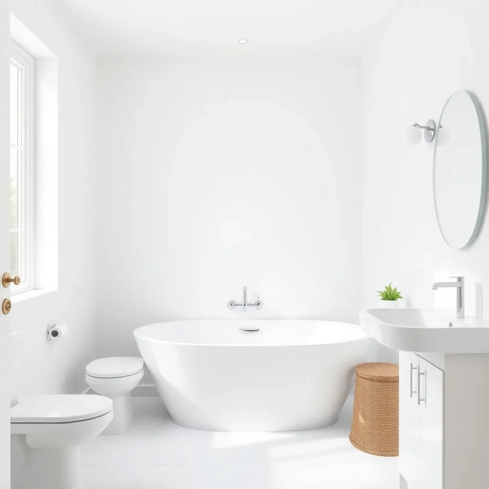 Małą biała łazienka z wanną