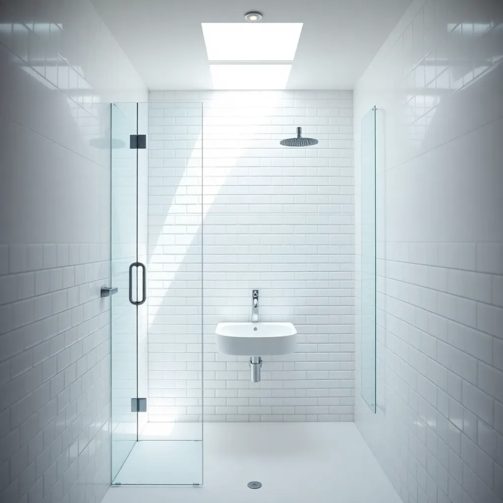 Mała jasna łazienka z prysznicem