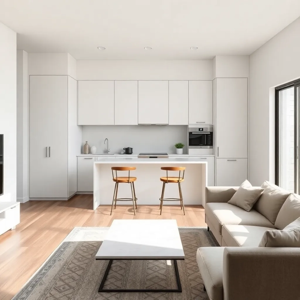 Małą kuchnia otwarta na salon