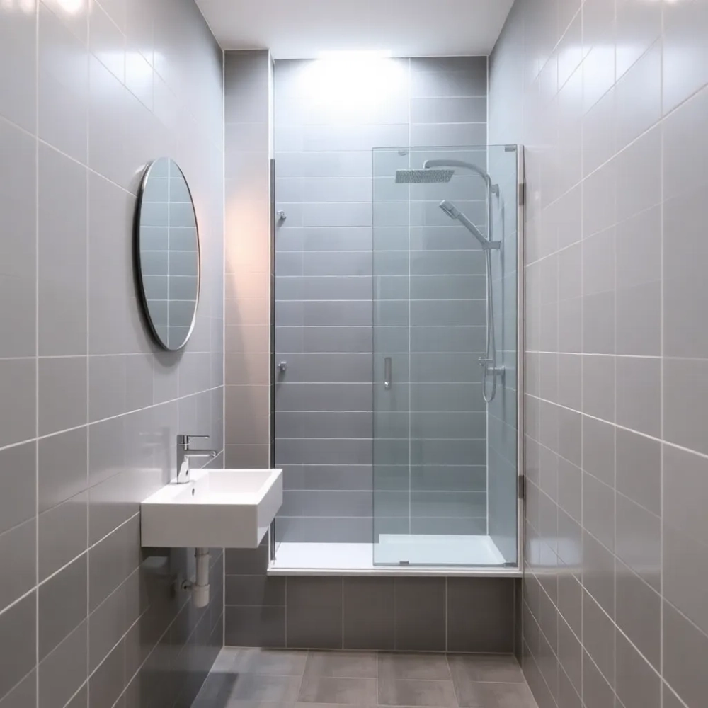 mała łazienka biało szara