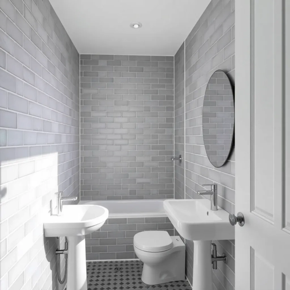 mała łazienka białoszara