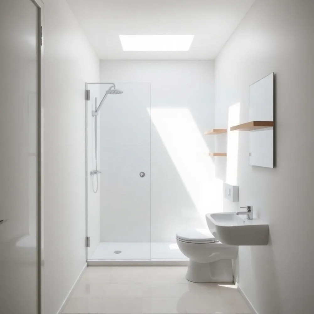 Mała łazienka z prysznicem bez brodzika