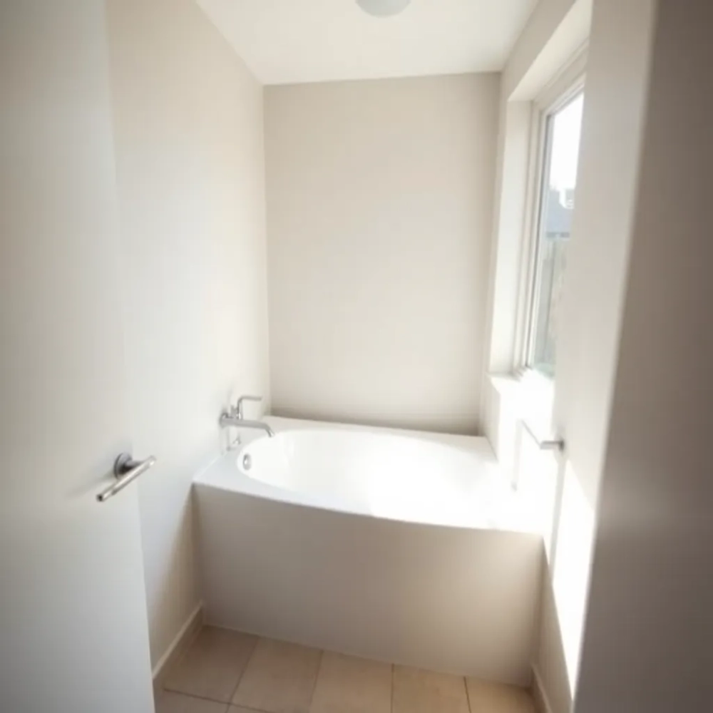 Mała łazienka z wanną i oknem