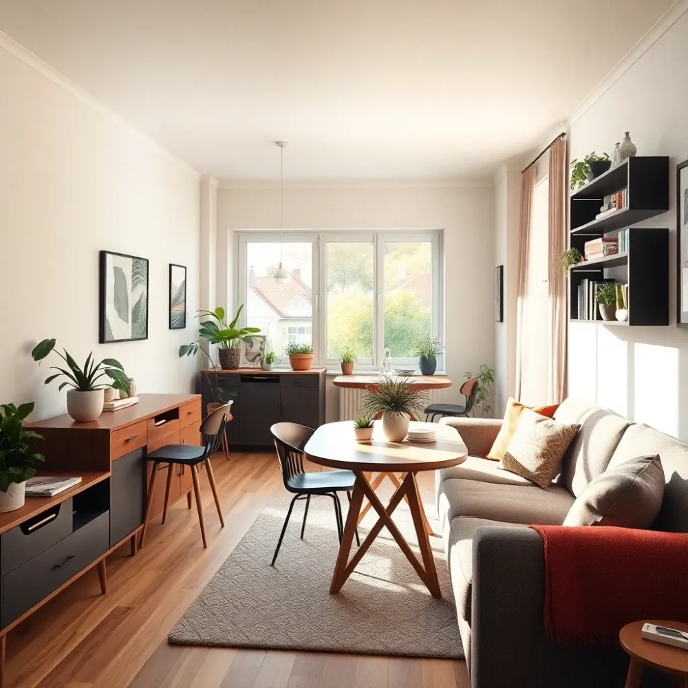 Mały salon z jadalnią inspiracje