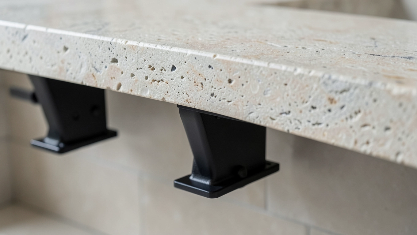 masywne podpórki metalowe do blatu łazienkowego