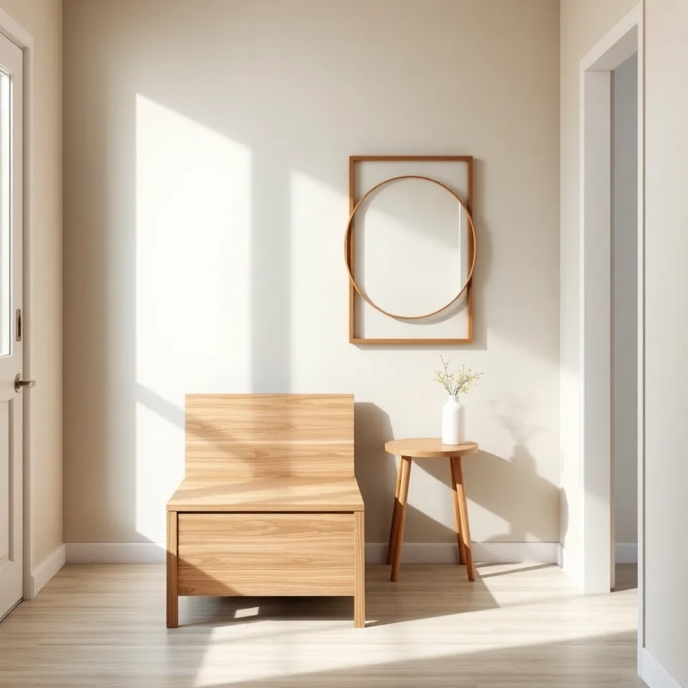 Meble do przedpokoju z siedziskiem i lustrem