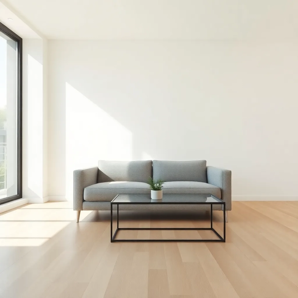 Minimalistyczny salon w bloku