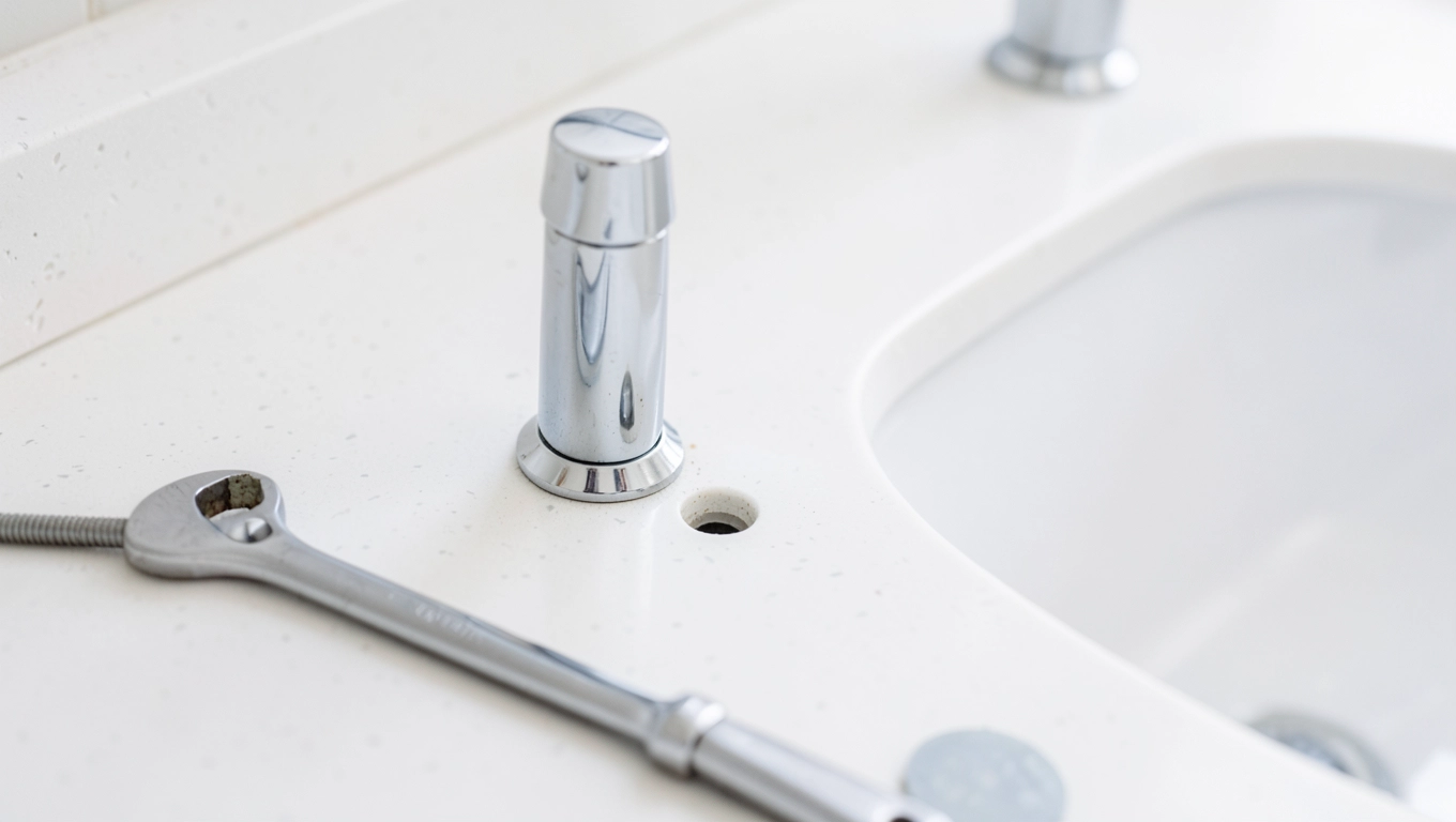 Montaż baterii umywalkowej na blacie