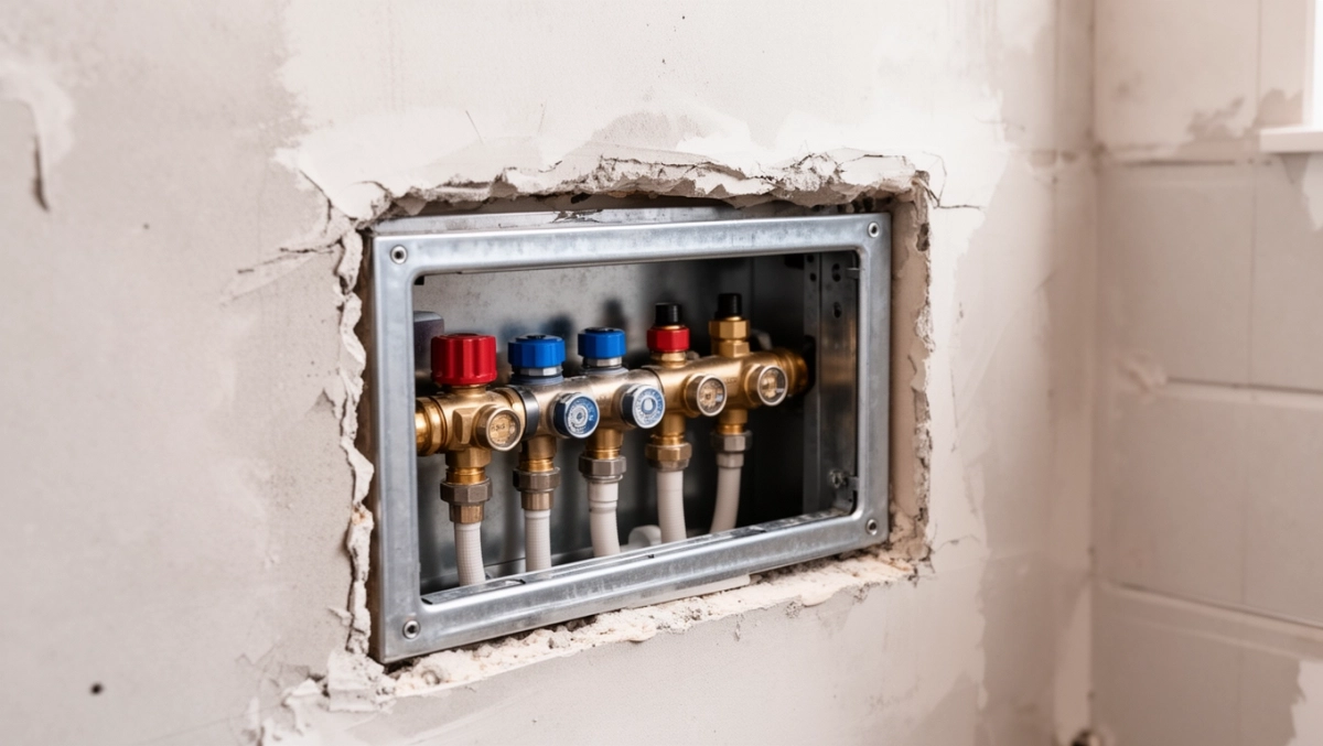 montaż szafki podtynkowej rozdzielacza