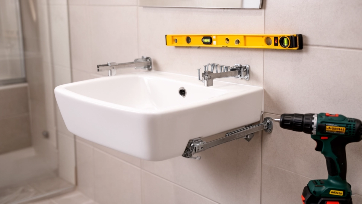 montaż umywalki wiszącej