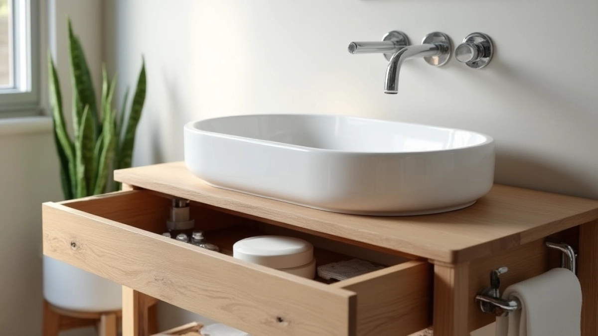 Montaż umywalki z szafką wiszącą