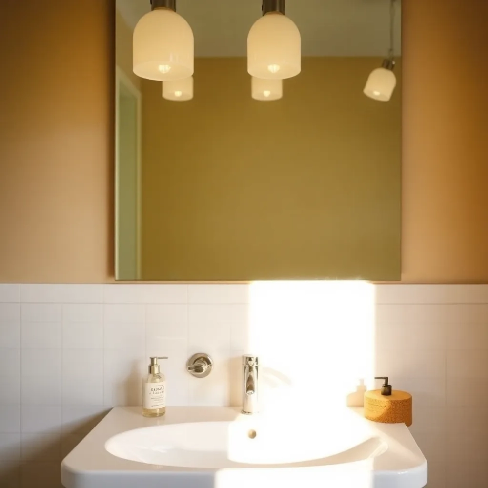 Nad umywalką lampy wiszące do łazienki