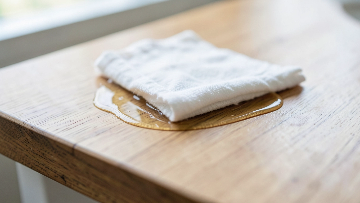 Nakładanie oleju na blat łazienkowy