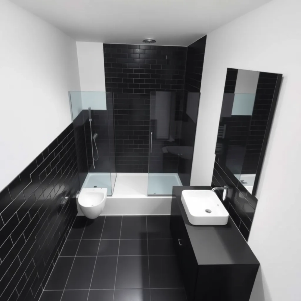 nowoczesna łazienka białoczarna